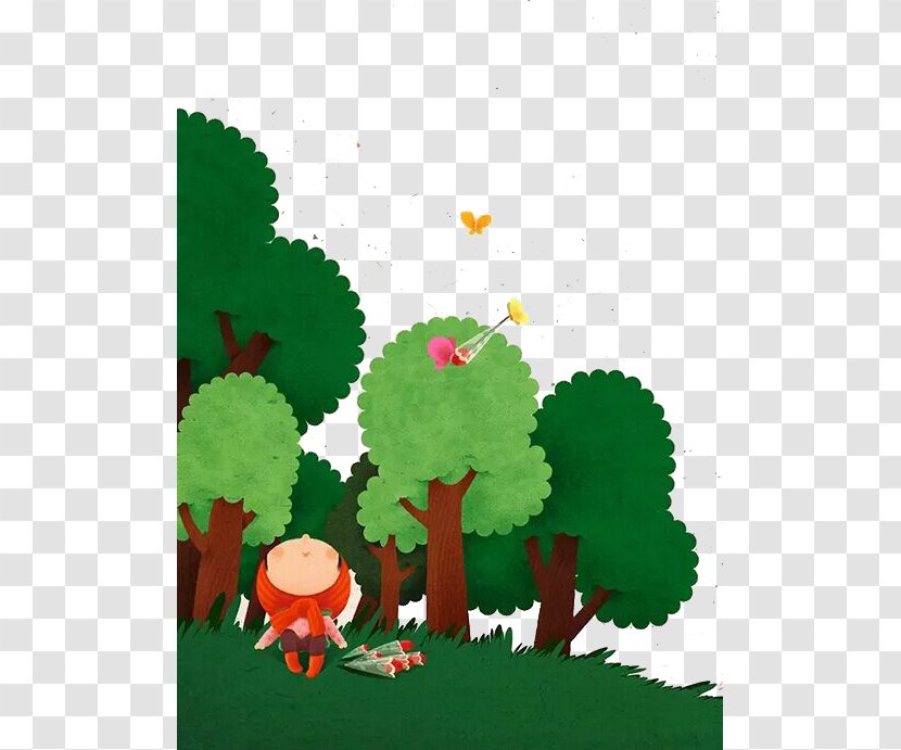 Cartoon Fairy Tale Illustration - Tree - Forest Transparent PNG