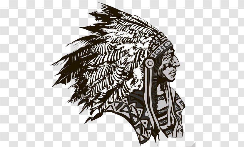 Drawing Native Americans In The United States Tribal Chief - Printmaking - Design Transparent PNG