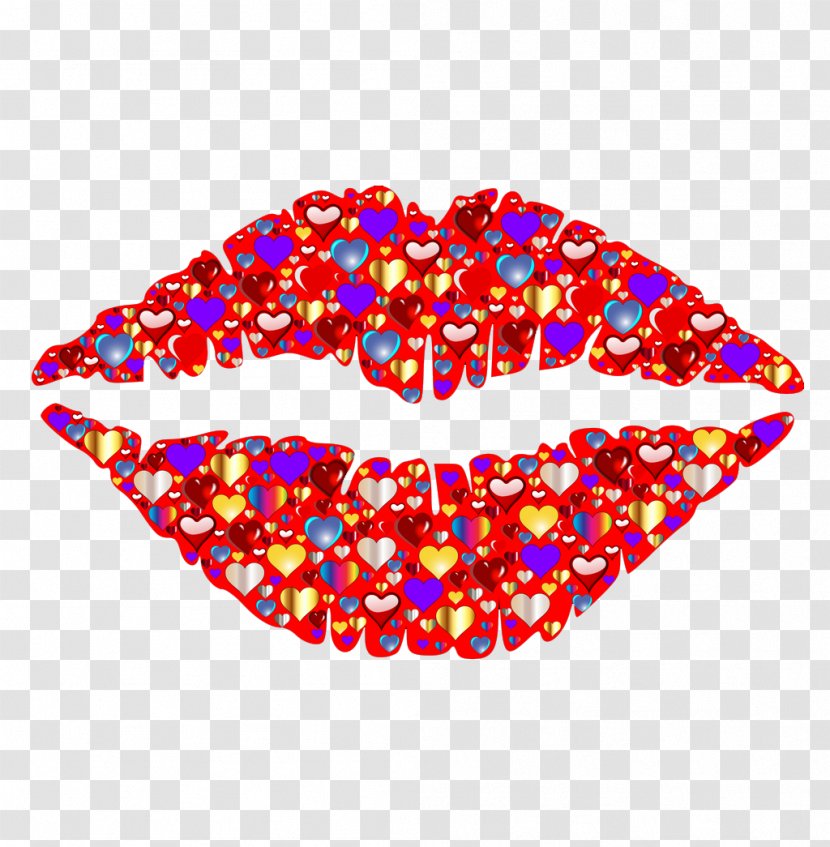 Hugs And Kisses Lip Romance Clip Art - Hug - Creative Patchwork Pattern Lips Transparent PNG