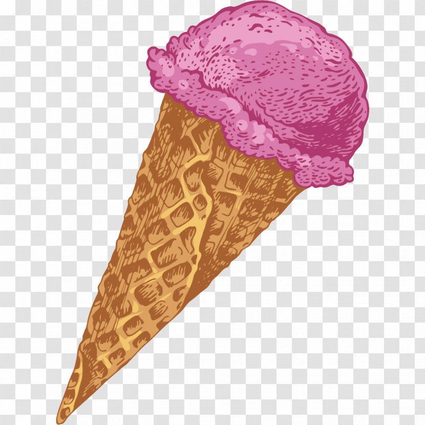 Ice Cream Cone Cheesecake Strawberry - Frozen Dessert - Summer Favorite Sweet Kitchen Snacks Transparent PNG