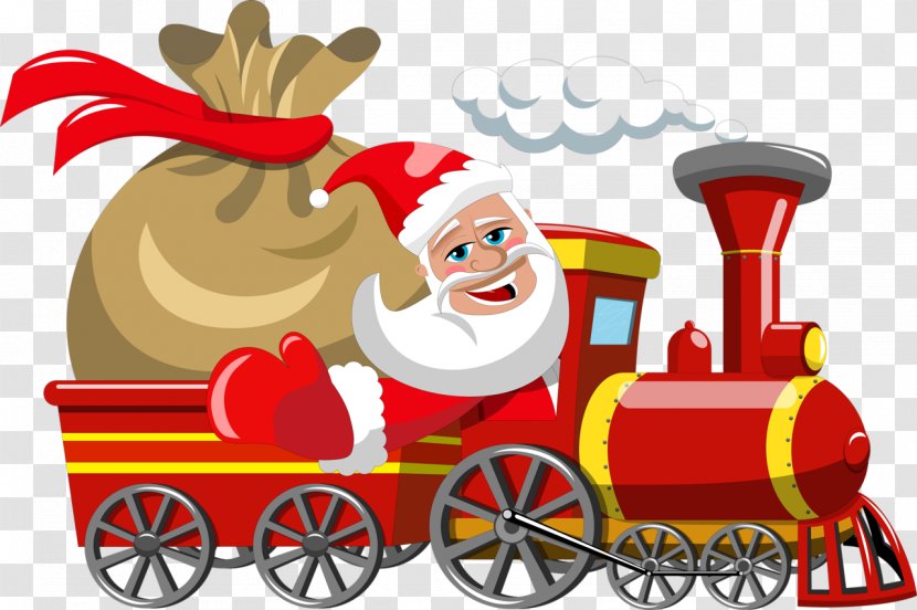 Train Santa Claus Clip Art Christmas Day Rail Transport - Steam Locomotive - Talyllyn Railway Transparent PNG