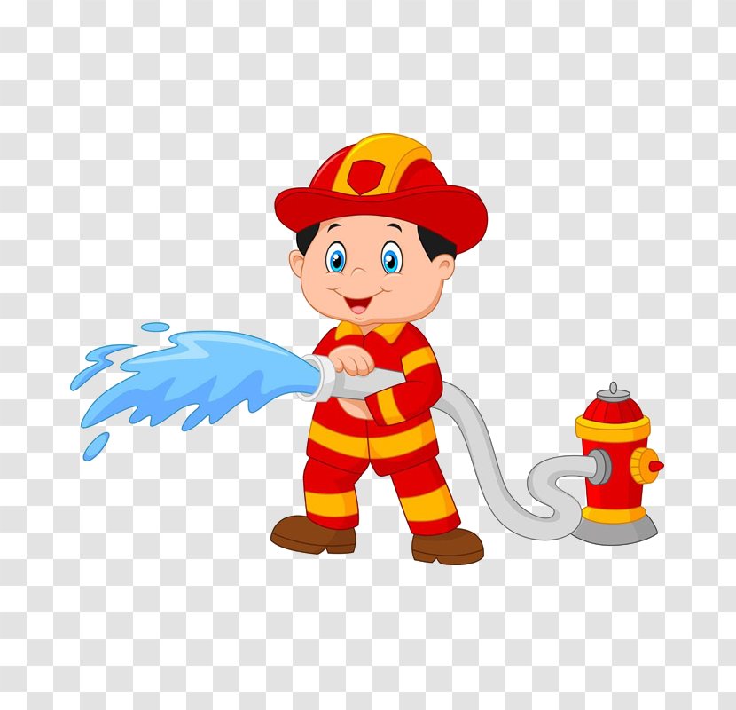 Firefighter Cartoon Image Vector Graphics Illustration - Village Transparent PNG