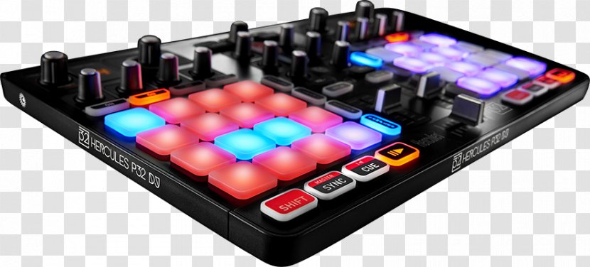 DJ Controller Hercules P32 DJING Audio Mixers Disc Jockey MIDI Controllers - Electronic Instrument - Dj Console Transparent PNG