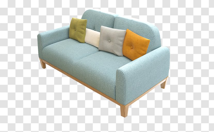 Sofa Bed Nightstand Table Couch - Loveseat - Blue Personality Three People Transparent PNG