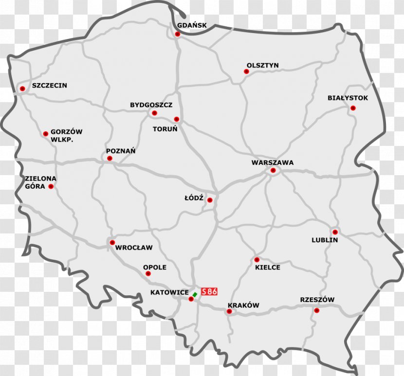 A4 Autostrada A1 A2 A8 Highways In Poland - Area - Road Transparent PNG