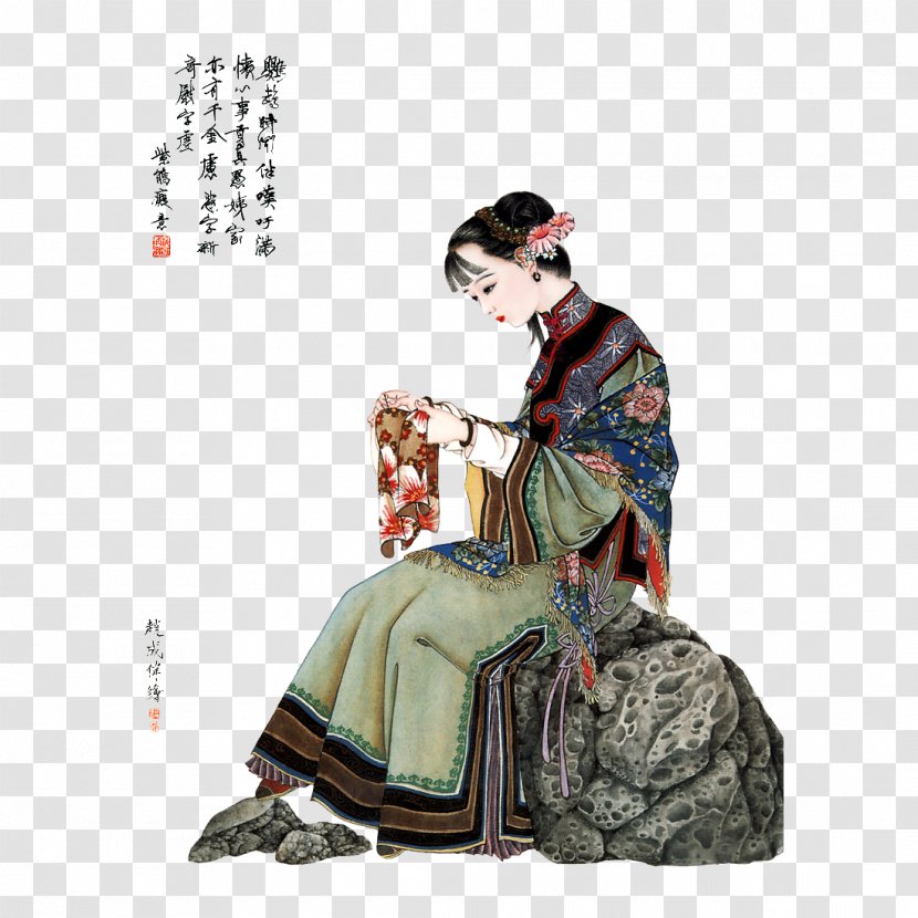 China Embroidery Woman - Tradition - A Dream Of Red Mansions Illustration Figures Zijuan Transparent PNG
