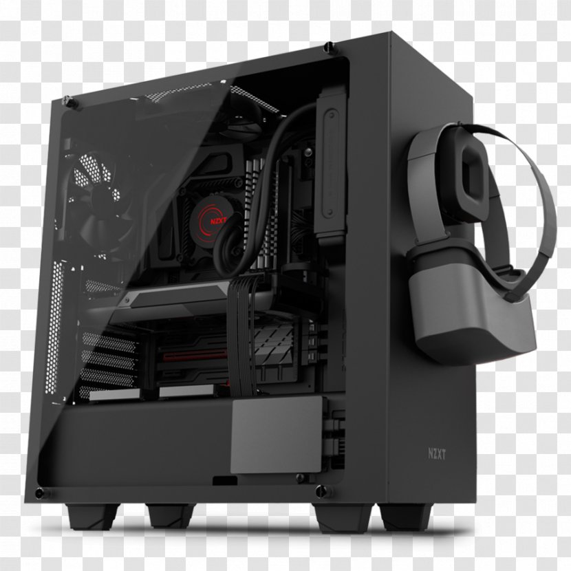 Computer Cases & Housings Power Supply Unit NZXT Phantom 240 Mid Tower Case H440 Special Edition Black-Green, EU - Tempered Glass Transparent PNG