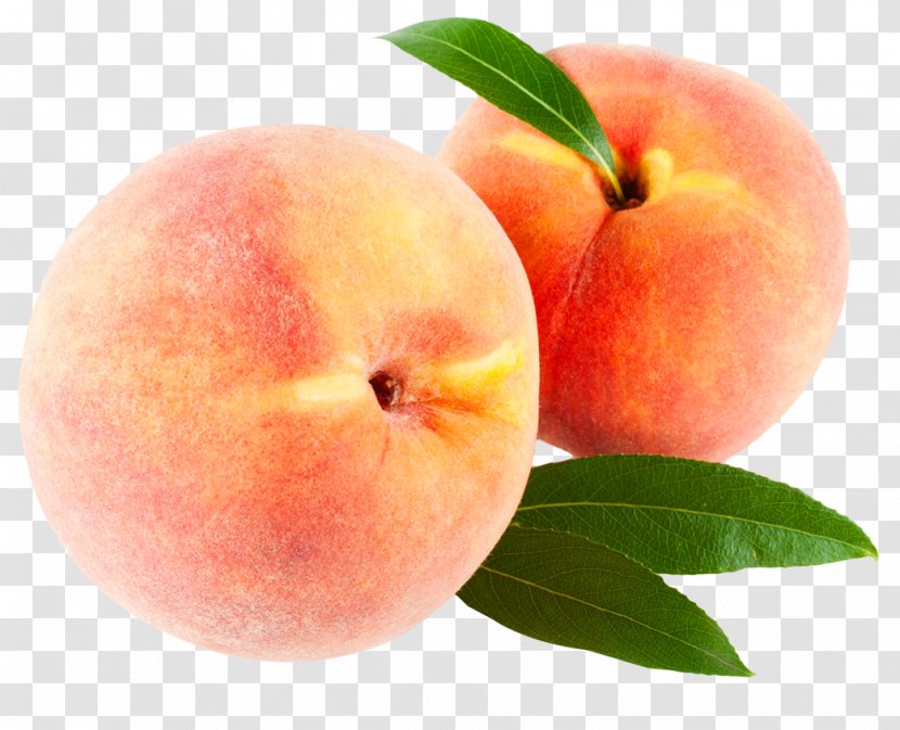 Peach Fruit Download - Produce - With Leaves Transparent PNG