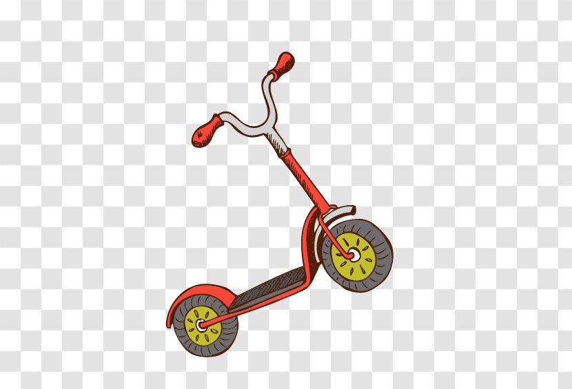 Kick Scooter Motorcycle Vehicle - Driving - Hand Drawn Transparent PNG