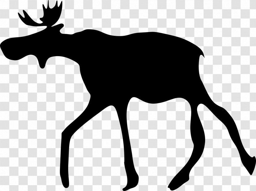 Elk Moose Deer Clip Art - Black And White Transparent PNG