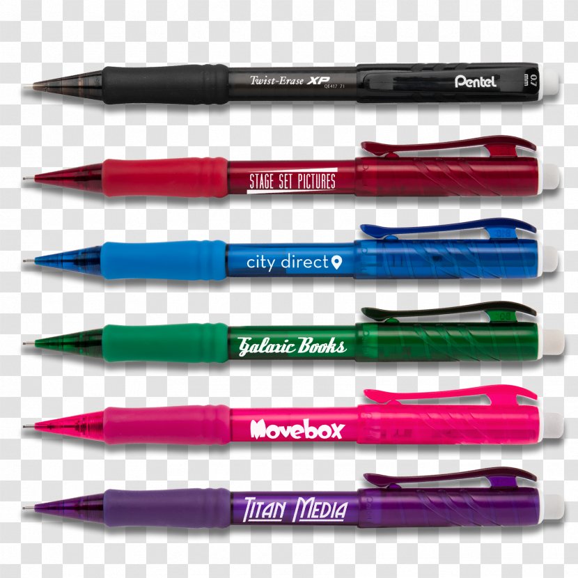 Ballpoint Pen Mechanical Pencil Pentel Eraser - Magenta Transparent PNG
