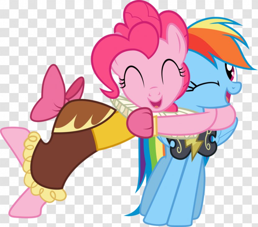 Pinkie Pie Rainbow Dash Pony Hug Clip Art - Cartoon - Pictures Of Hugging Transparent PNG
