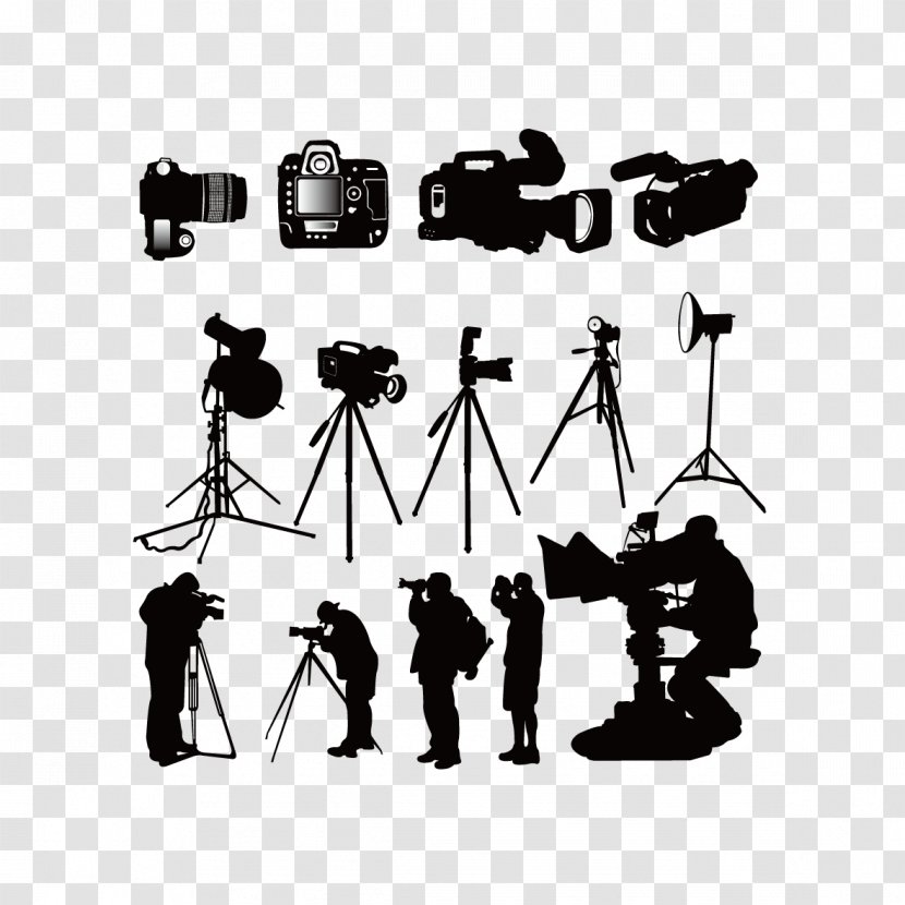 Photographer Photography Silhouette Clip Art - Monochrome - Cameras And Camera Man Transparent PNG