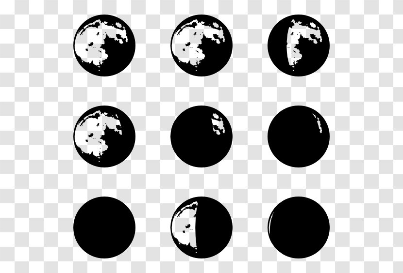 Clip Art - Black And White - Moon Phase Transparent PNG