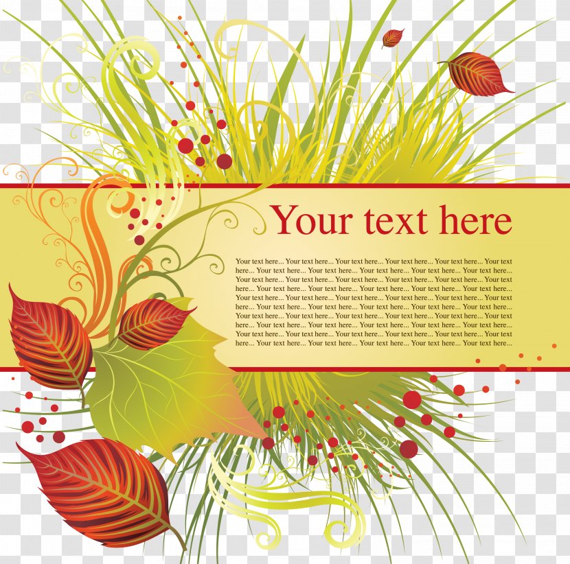 Floral Design Autumn - Flower - Grass Label Vector Transparent PNG