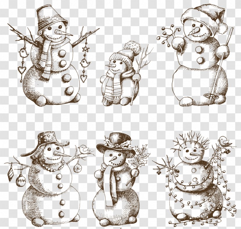 Christmas Snowman - Snow - Painted 6 Transparent PNG
