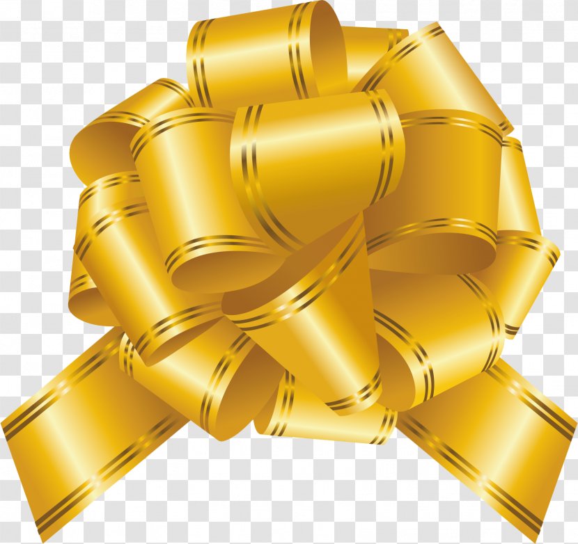 Ribbon Gift Knot Gratis - Gold Ribbons Transparent PNG