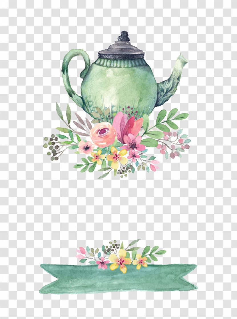 Tea Party Wedding Invitation Bridal Shower - Drinkware - Drawing Teapot Transparent PNG