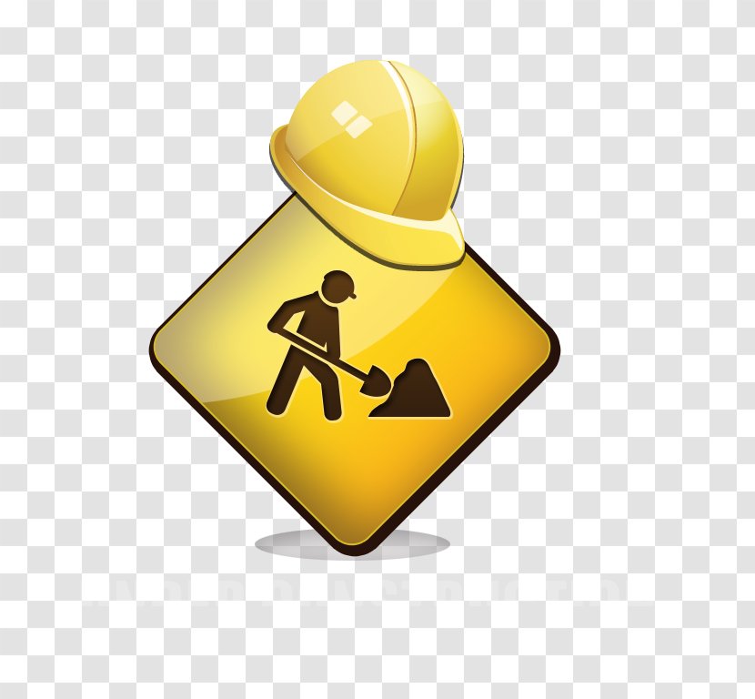 Architectural Engineering Download Icon - Yellow Flag Man Holding A Shovel Helmet Foreign Creative Transparent PNG