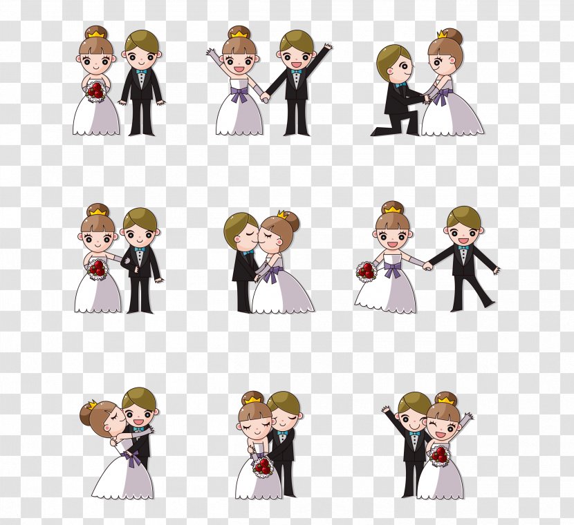 Wedding Invitation Cartoon Clip Art - Bridegroom - Romantic Bride And Groom Transparent PNG