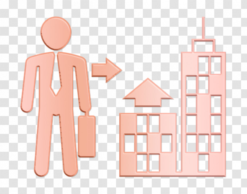 Work Icon Humans Resources Icon Businessman With Suitcase Going To Work In A City Icon Transparent PNG