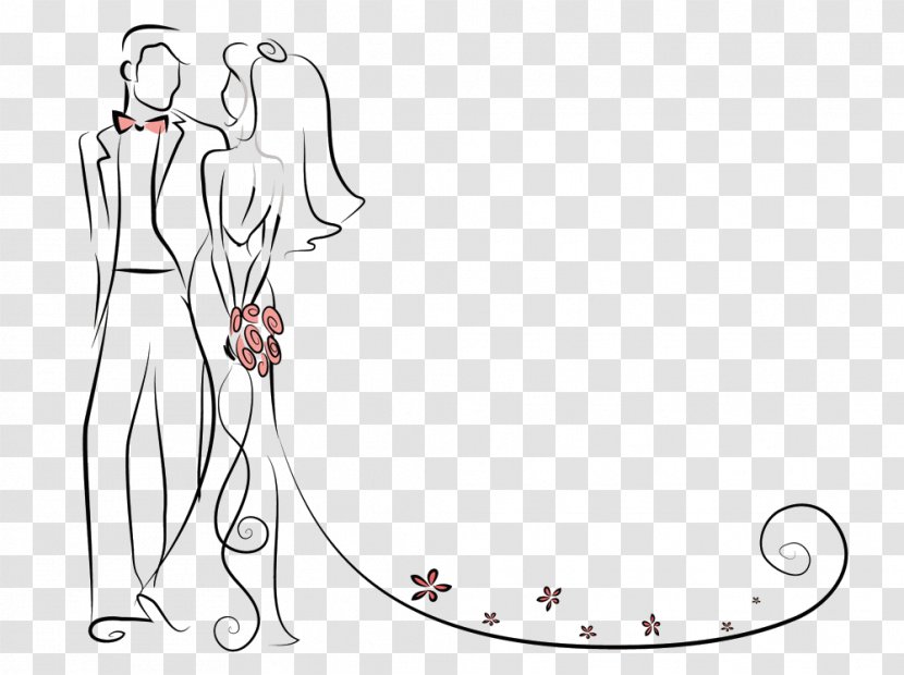 Wedding Invitation Bride - Watercolor - Cartoon Couple Pictures Transparent PNG