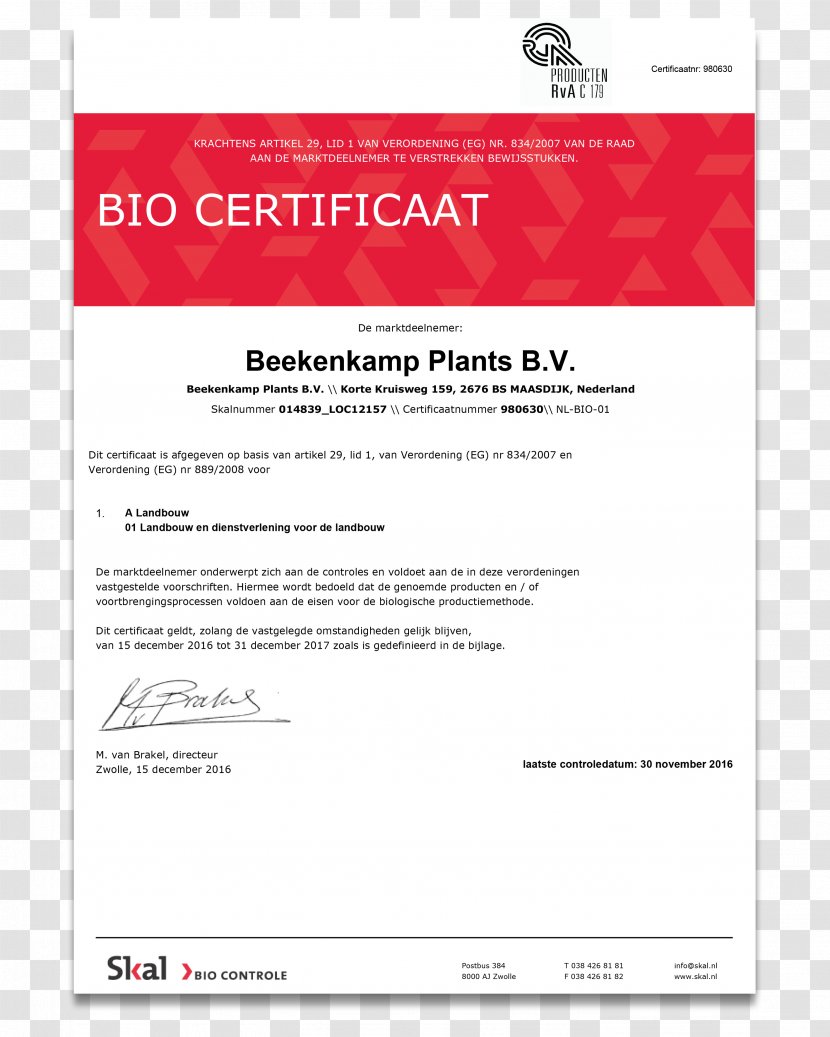 Organic Farming Skal Akademický Certifikát Web Page Quality - Beekenkamp Plants Bv Transparent PNG