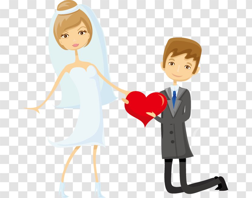 Bridegroom Wedding Clip Art - Silhouette - Cartoon Couple Transparent PNG