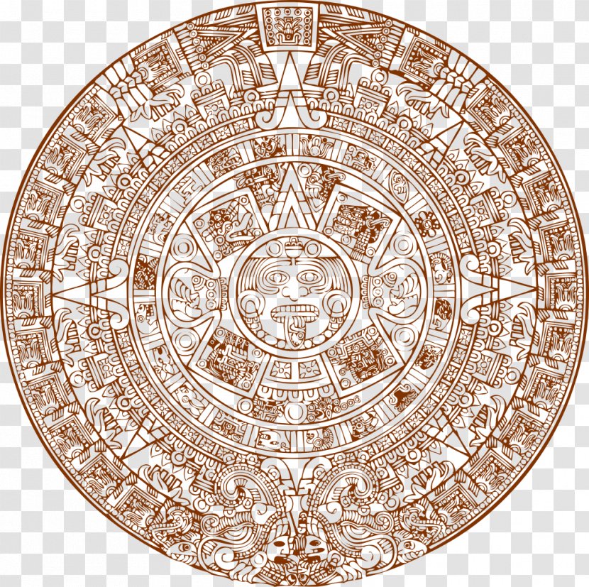 Aztec Sun Stone Calendar Aztecs Spanish Conquest Of The Empire - Metal Transparent PNG