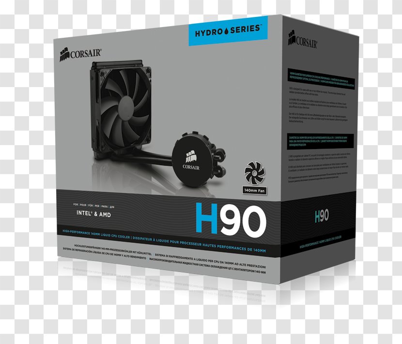 Computer System Cooling Parts Water Corsair Hydro Series CPU Cooler Central Processing Unit Components - Output Device - Pc Transparent PNG
