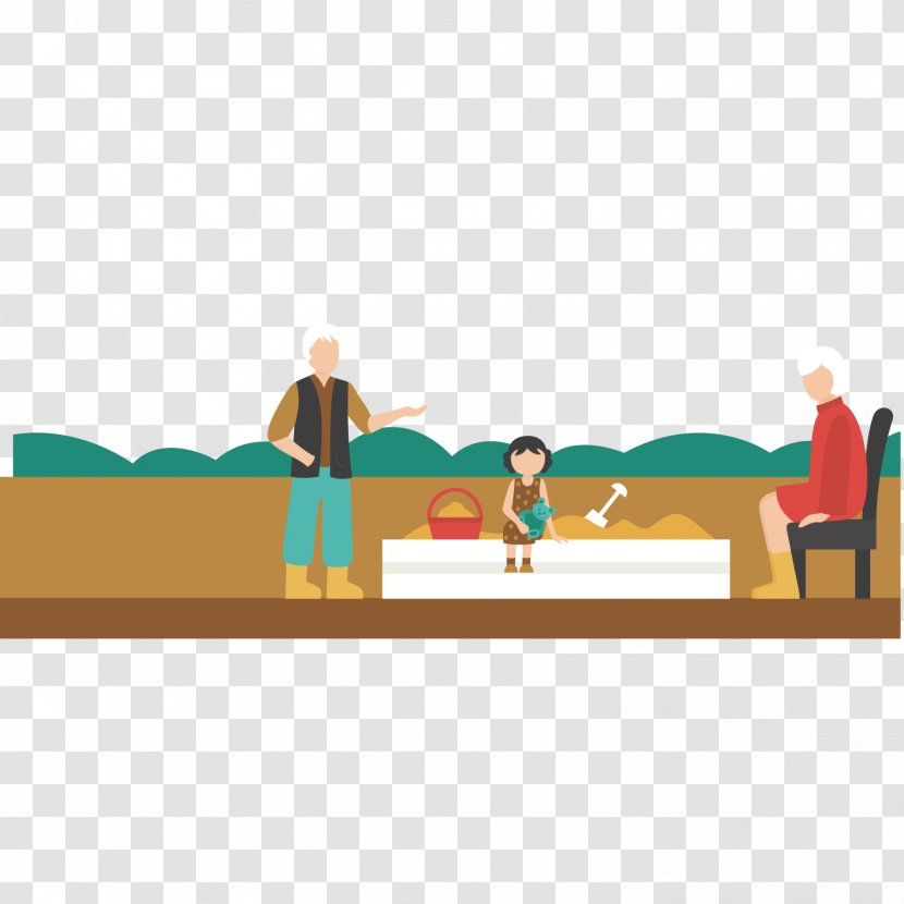 Grandparent Illustration - Text - Accompany Granddaughter Playing With Sand Grandparents Transparent PNG