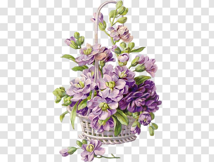 Basket Flower Violet Floral Design - Cut Flowers Transparent PNG