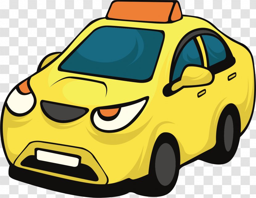 Taxi Car Vehicle Automotive Design - Compact - Creative Vector Yellow Transparent PNG