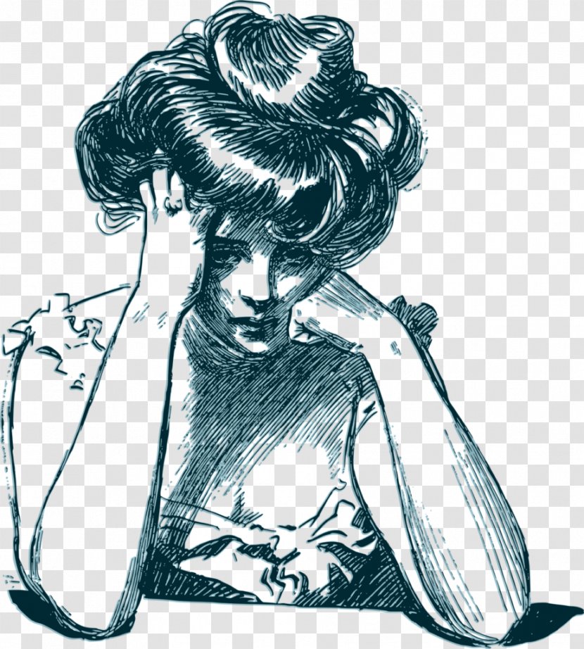 Worry Woman Depression Clip Art - Flower - Thinking Transparent PNG