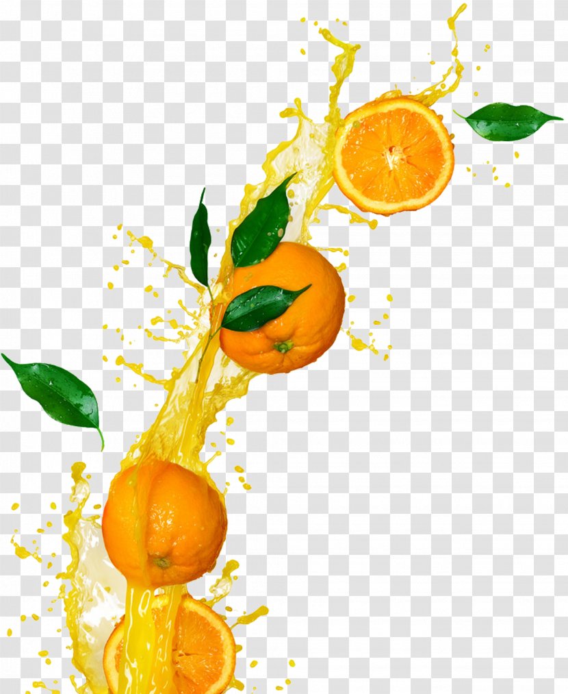 Orange Juice Tangerine Drink Clementine - Vegetarian Food - Creative Splashing Oranges Transparent PNG