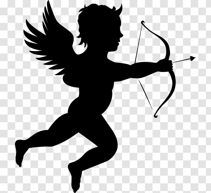 Cherub Cupid Silhouette Clip Art - Stencil Transparent PNG