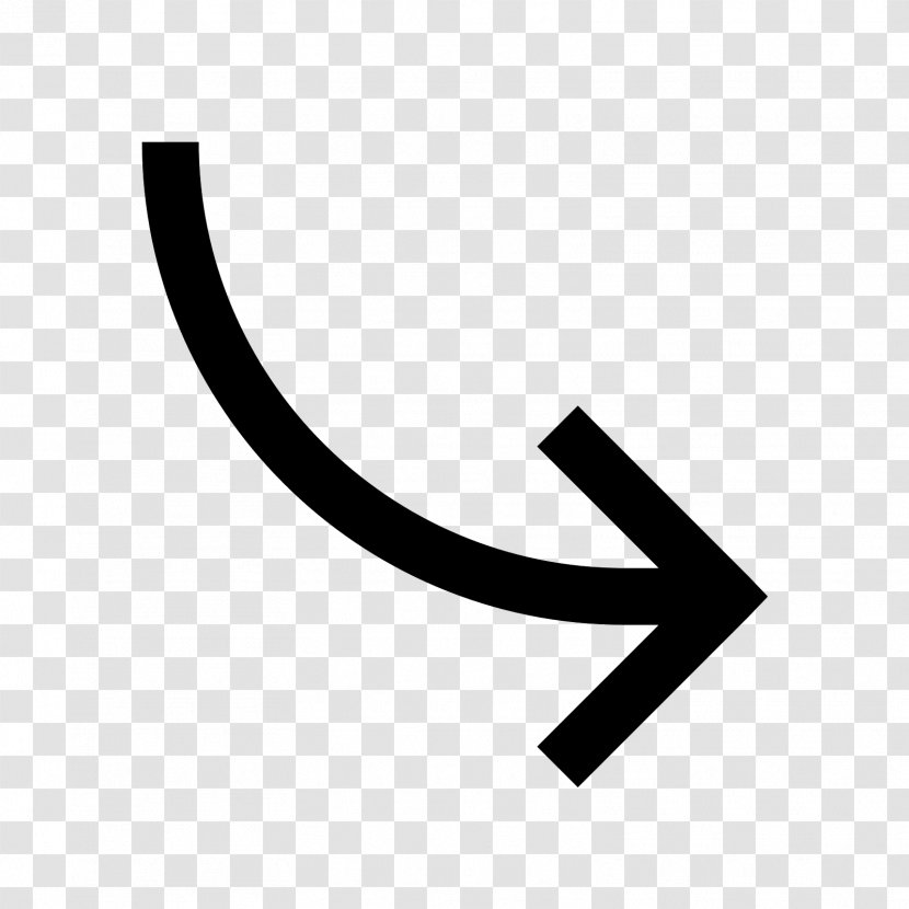 Arrow Symbol - Black - Curved Line Transparent PNG