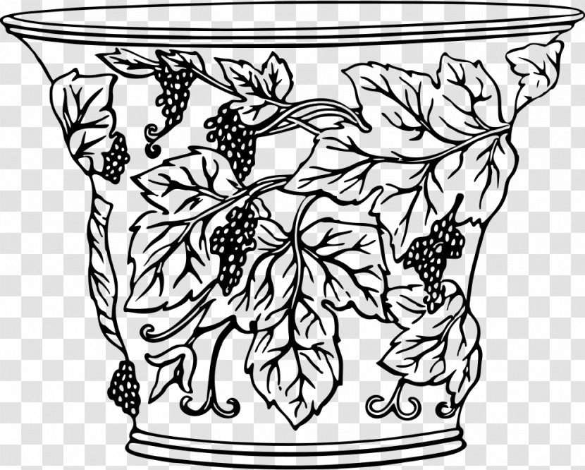 Line Art Drawing Vase Visual Arts Clip - Black And White Transparent PNG