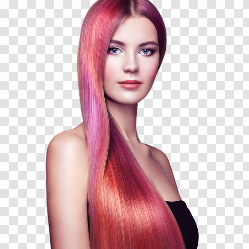 Hair Coloring Face Hairstyle Pink - Eyebrow Wig Transparent PNG