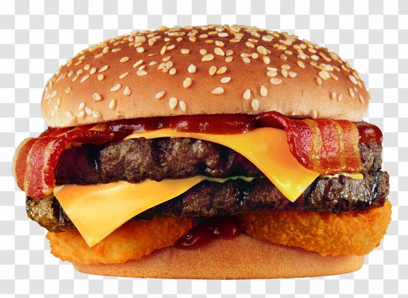 Whopper Cheeseburger Hamburger Bacon Onion Ring - Beef Transparent PNG