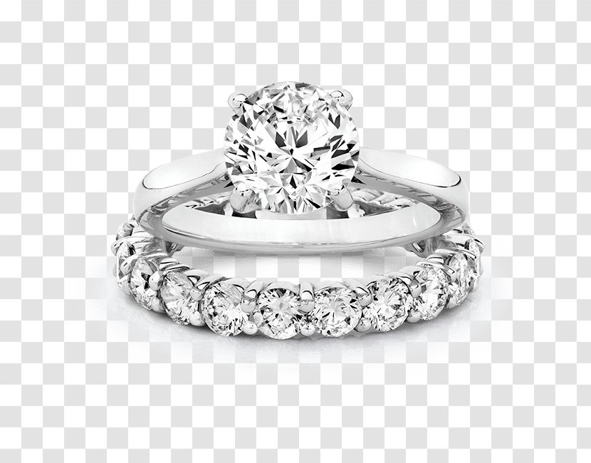 Diamond Cut Engagement Ring Brilliant Carat - Silver - Bridal Sets On Finger Transparent PNG