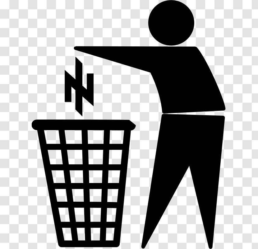 Tidy Man Rubbish Bins & Waste Paper Baskets Logo Clip Art - Black And White - Symbol Transparent PNG