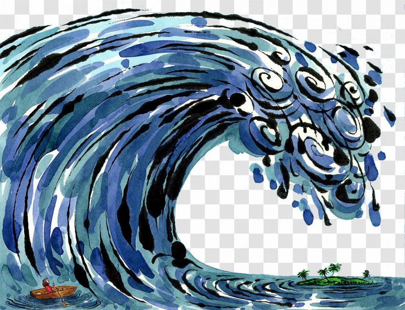 Drawing Tsunami Photography Illustration - Getty Images - Hand Painted Transparent PNG