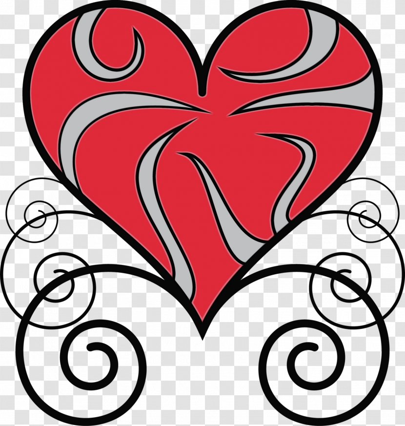Heart Clip Art Red Line Love - Wet Ink - Ornament Transparent PNG