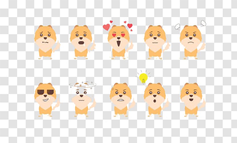 Pomeranian Dog Breed Cartoon Emoticon Animation - Mammal - Puppy Face Sunglasses Series Transparent PNG