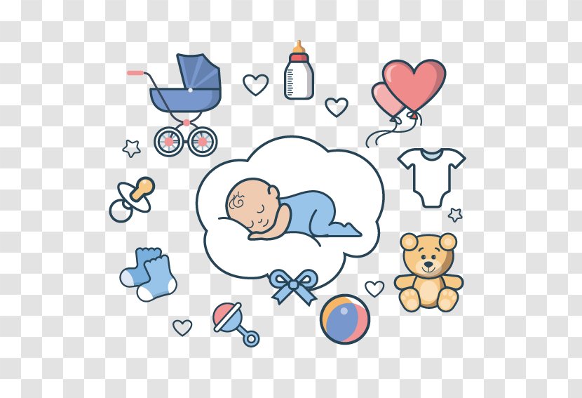 Infant Cartoon Sleep Illustration - Heart - Sleeping Baby Transparent PNG