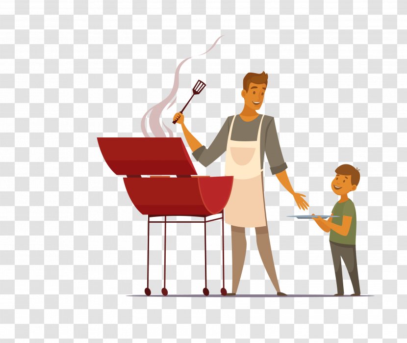 Barbecue Cartoon Royalty-free Illustration - Drawing - Vector Oven Grill Material Transparent PNG