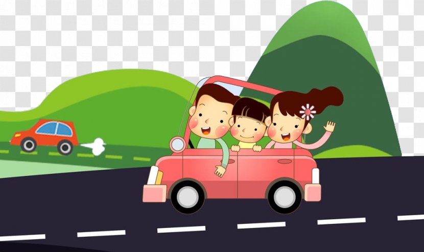 Cartoon Child Illustration - Green - Driving The Transparent PNG