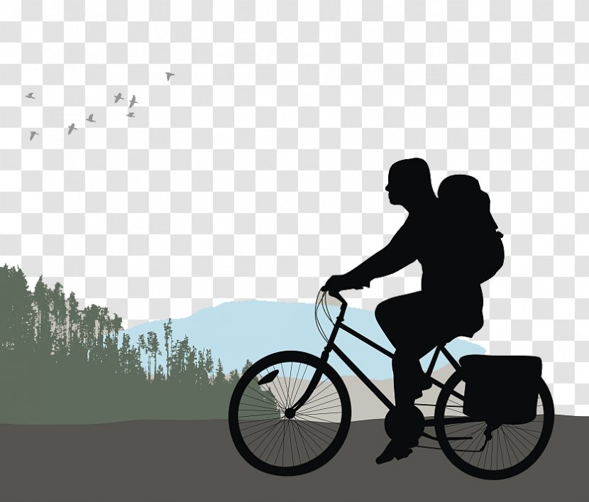 Drawing Getty Images Illustration - Vehicle - Vector Backpackers Bike Silhouette Transparent PNG