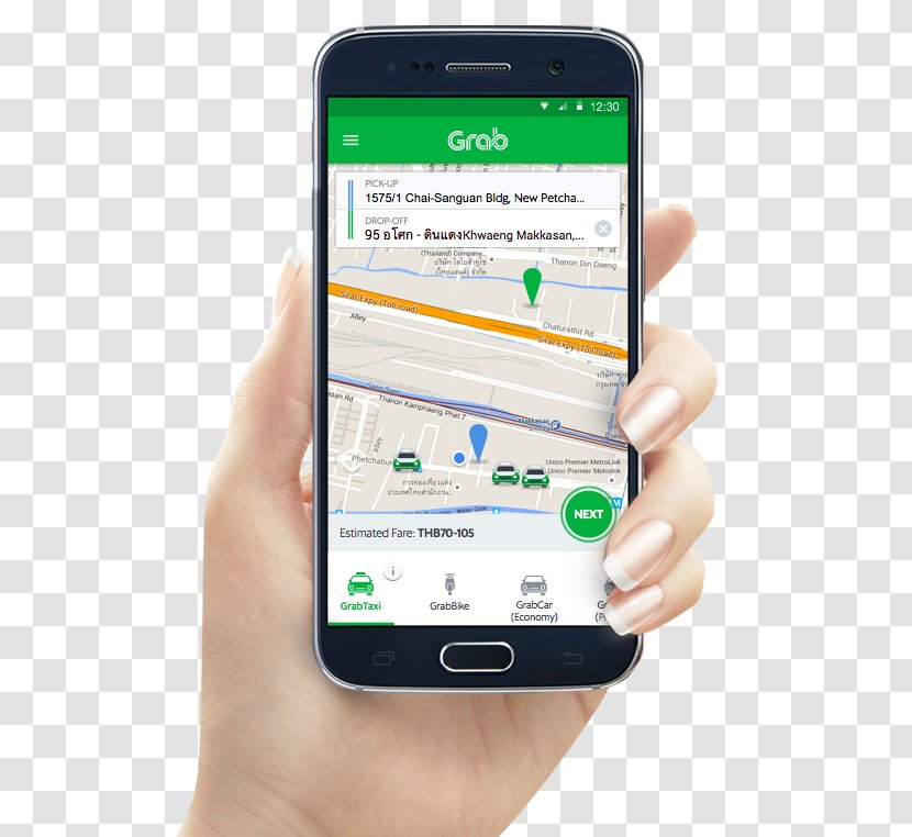 Taxi Grab Uber Mobile App Aplikasi Penyedia Transportasi - Phone - Tuk Transparent PNG